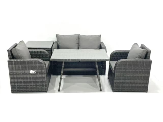 Fimous Outdoor Garden Furniture Set with Reclining Chair Side Table Dark Grey Mixed Dark Grey Unisex