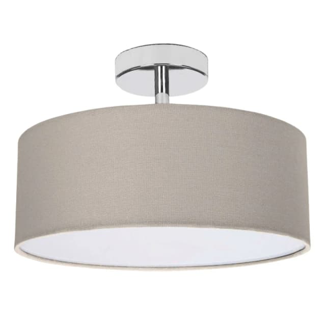 Happy Homewares Contemporary Textured Linen Fabric Semi Flush Ceiling Light Fixture in Grey Grey Unisex