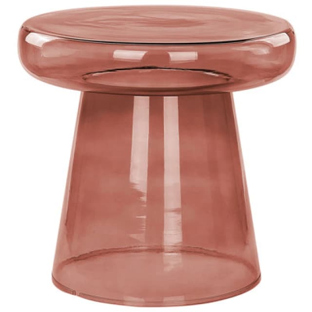 Beliani Retro Side Table Caldera Glass Red