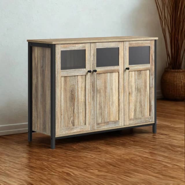Pirlo Plush Multipurpose Kitchen Sideboard Buffet Cabinet With Doors Light Brown Brown Unisex