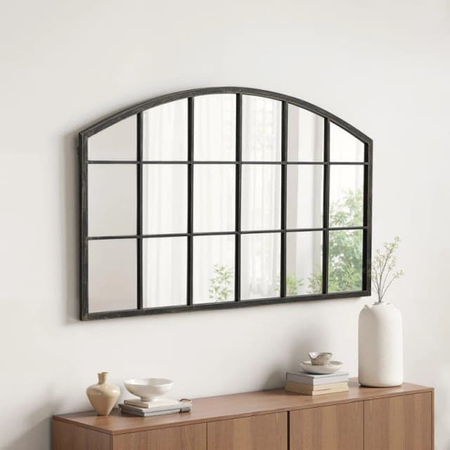LIFE IDEAS Framed Arched Wall Mirror for Decor Brown unisex One size