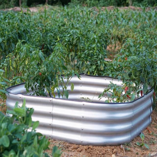 Gr8 Garden Garden Outdoor Raised Bed Planter Square Galvanised Steel Trough 120X120X30Cm