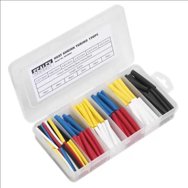Genuine SEALEY HST50MC Heat Shrink Tubing Assortment 190pc 50mm Mixed Colours