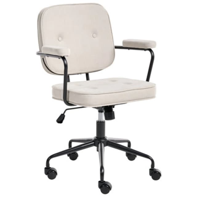 Beliani Desk Chair Pawnee Velvet Light Beige