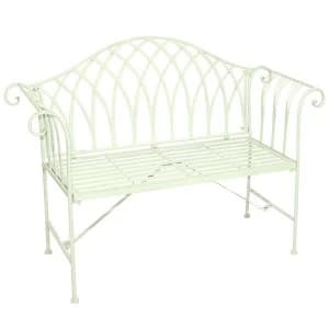 Charles Bentley Wrought Iron 2-Seater Garden Bench - Pastel Green