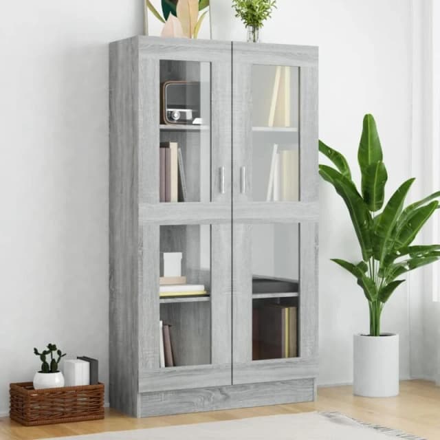 VIDAXL Vitrine Cabinet Grey Sonoma 82.5x30.5x150cm Engineered Wood Vidaxl 8720286931837