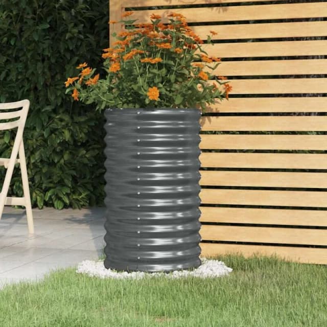 vidaXL Garden Planter Powder-coated Steel 40x40x68cm Anthracite, Grey 318851