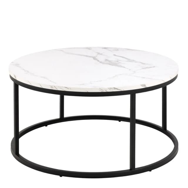 Furniture To Go Spiro Coffee Table with White Marble Melamine Top & Black Legs White Unisex