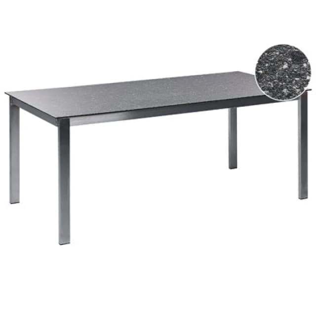Beliani Garden Dining Table Cosoleto 180 Cm 90 Cm Glass Black