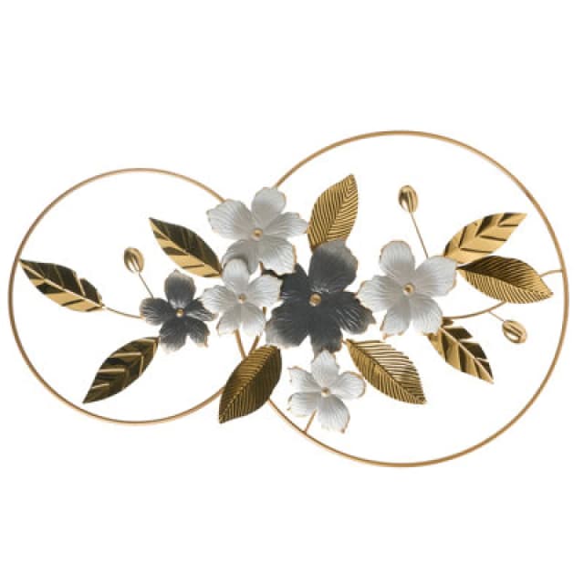 Beliani Wall Decor Leaf Dysprosium Metal 61cm Gold