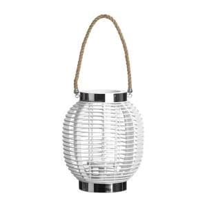 Premier Housewares Large Altar Lantern - White Wood/Glass/Rope