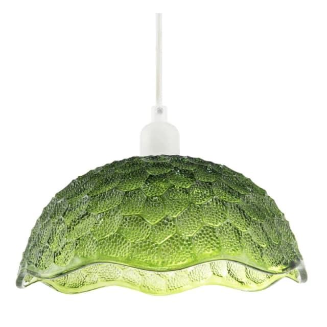 Happy Homewares Tortoise Designed Emerald Green Glass Textured Ceiling Light Shade Emerald Unisex