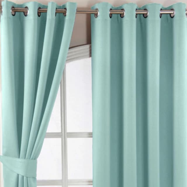 Homescapes Pastel Blue Herringbone Chevron Blackout Thermal Curtains Pair Eyelet Style, 45X90"
