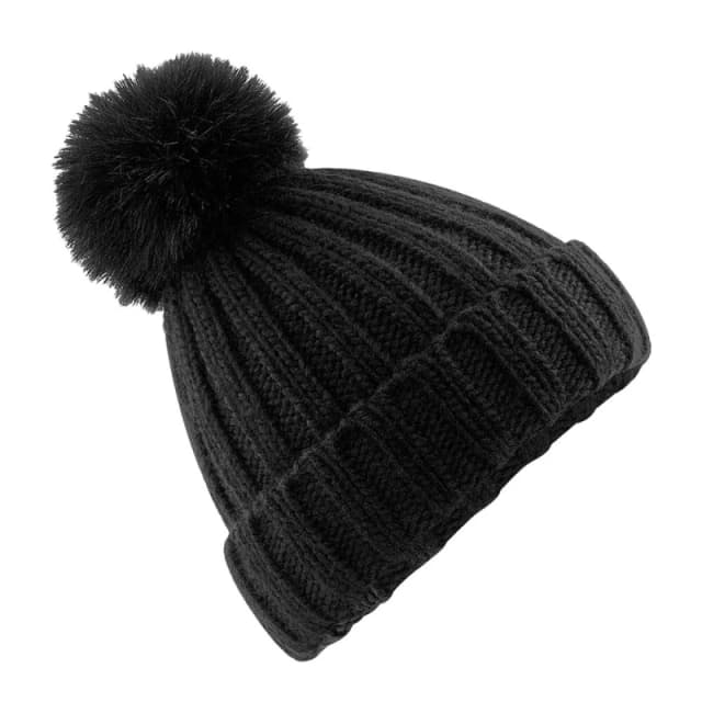 Beechfield Beechfield Men Verbier Pom Pom Beanie in Black One Size Male 5063425849123