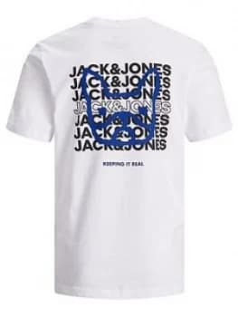 Jack & Jones Junior Boys Short Sleeve Graphic Logo T-Shirt With Back Print - White