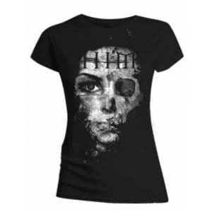 HIM Woman B&W Ladies Black T Shirt: Large