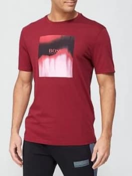 BOSS Tiris Dip Dye Logo T-Shirt - Burgundy Size M Men