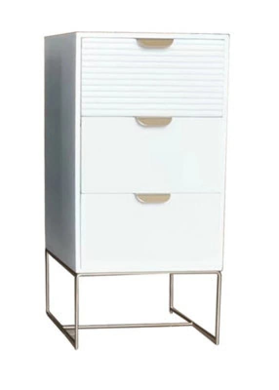 MSL 64cm White Wooden 3 Drawer Bedside Table 9160