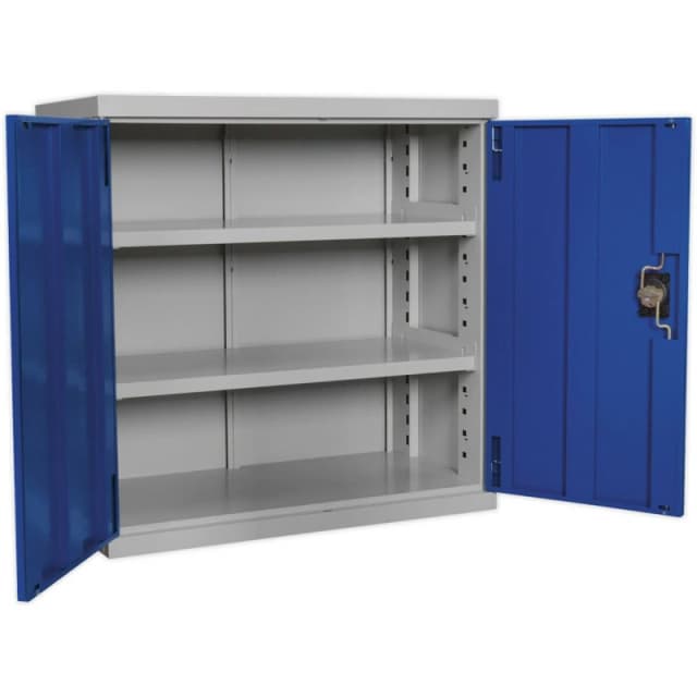 Loops 900mm Double Door Industrial Cabinet - 2 x Shelves - Reinforced Steel Doors Metallics