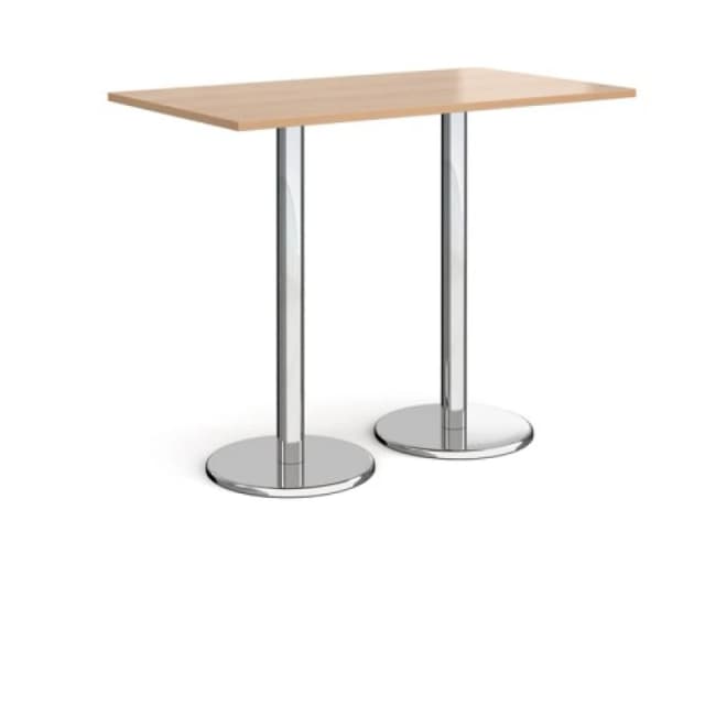 Pisa Pisa rectangular poseur table with round chrome bases 1400mm x 800mm - beech Beech PPR1400-B