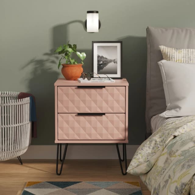 Ready Assembled 2 U Islay 2 Drawer Bedside (Ready Assembled) in Dusty Pink Size: Small Dusty Pink Unisex Small