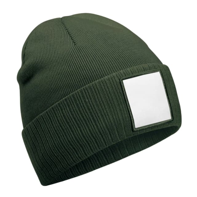 Beechfield Beechfield Men Patch Applique Beanie in Olive Olive One Size Male 5063574673792