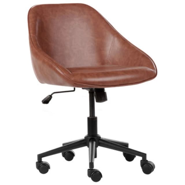 Beliani Desk Chair Bardsdale Faux Leather Brown